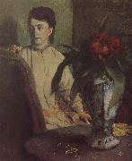 Edgar Degas The woman beside th vase painting